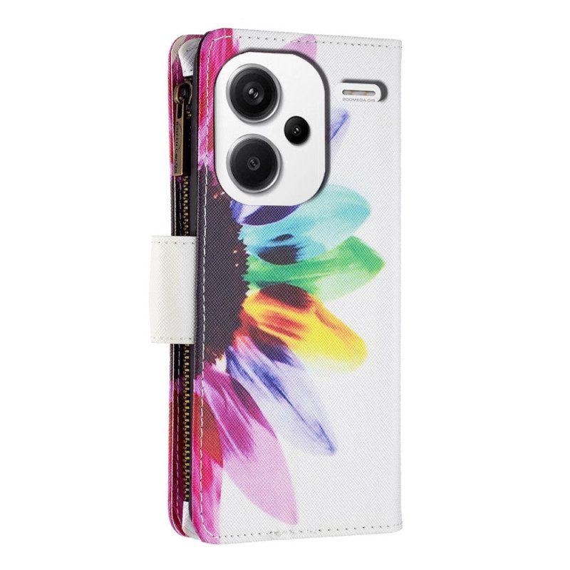 Flip Case Leren Xiaomi Redmi Note 13 Pro Plus 5g Portemonnee Met Aquarelbloemen