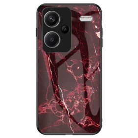 Hoesje Xiaomi Redmi Note 13 Pro Plus 5g Rood Marmer Gehard Glas