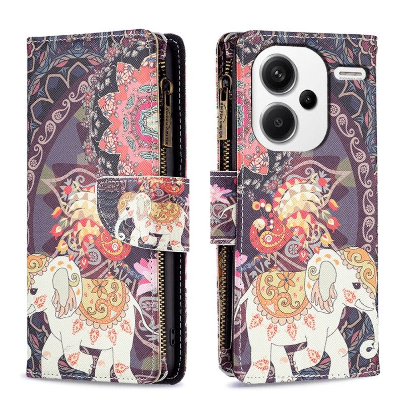 Leren Hoesje Xiaomi Redmi Note 13 Pro Plus 5g Indische Olifant Portemonnee