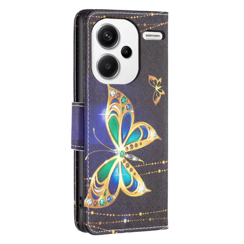 Leren Hoesje Xiaomi Redmi Note 13 Pro Plus 5g - Vlinders Sieraden Bescherming Hoesje