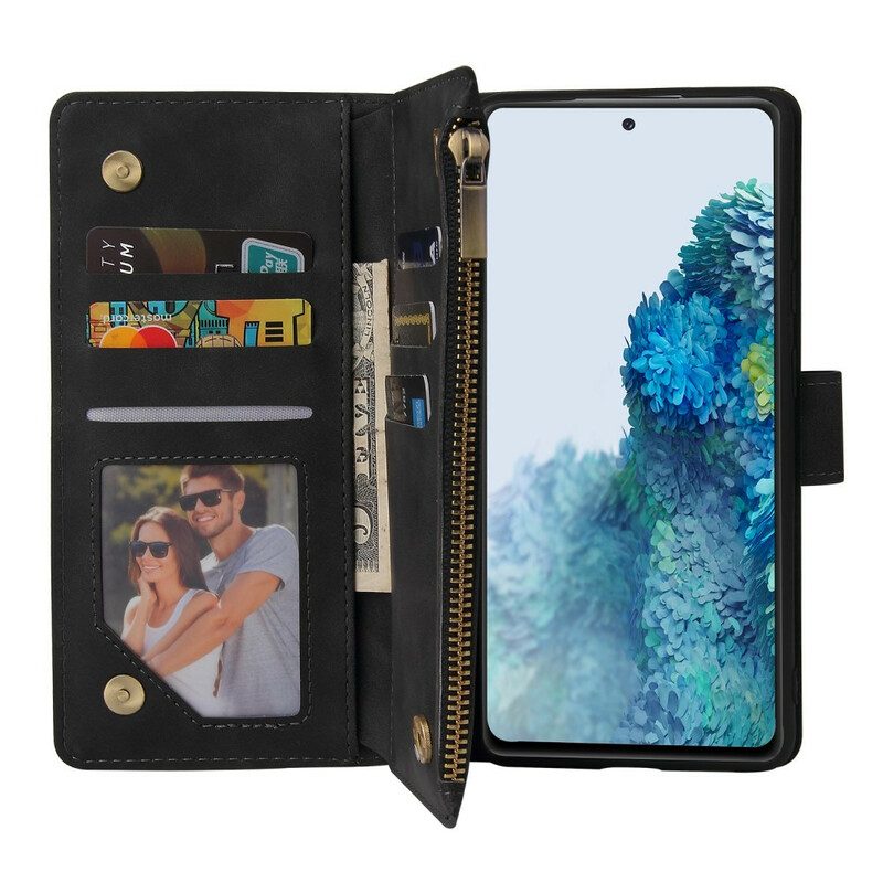 Flip Case voor Samsung Galaxy S20 FE Leren Stijl Met Meerdere Kaarten En Lanyard