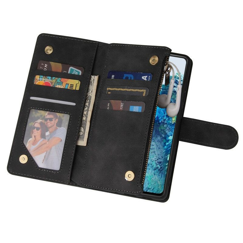 Flip Case voor Samsung Galaxy S20 FE Leren Stijl Met Meerdere Kaarten En Lanyard