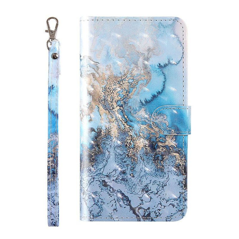 Flip Case voor Samsung Galaxy S20 FE Lichtpunt Marmer Design Met Lanyard