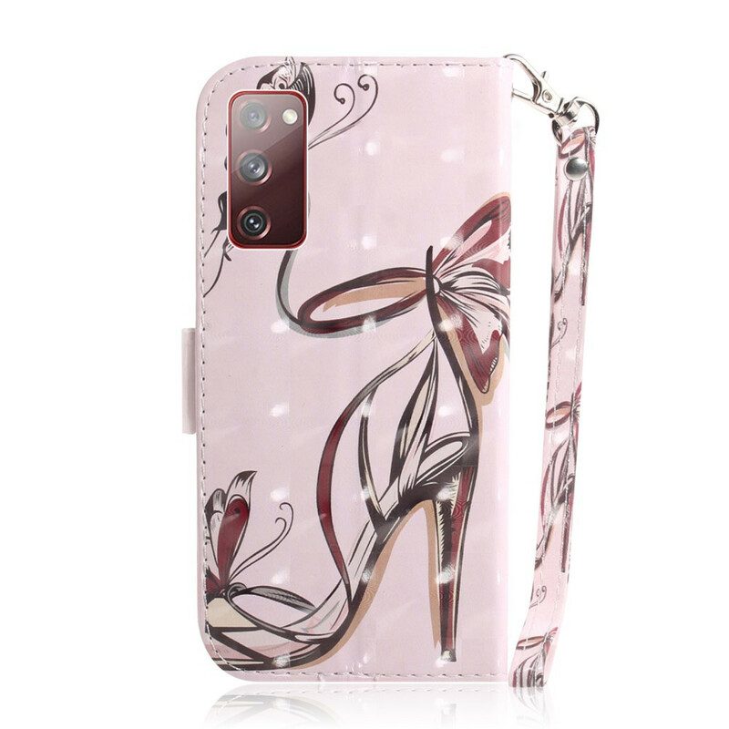 Flip Case voor Samsung Galaxy S20 FE Met Ketting Pompoen Met Bandjes