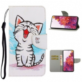 Flip Case voor Samsung Galaxy S20 FE Met Ketting Strappy Kleur Kitten