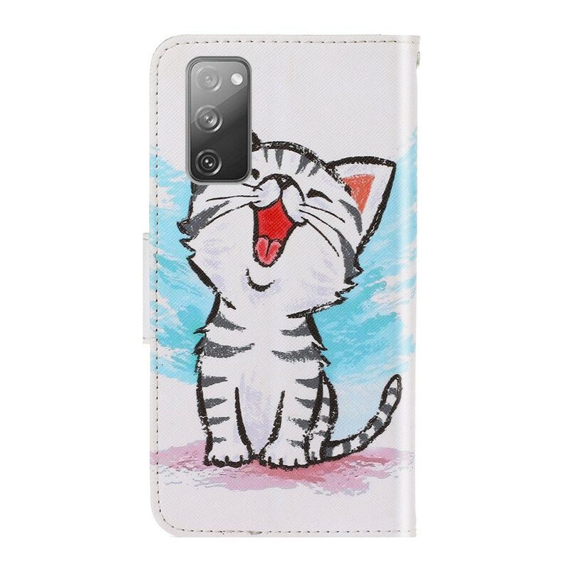 Flip Case voor Samsung Galaxy S20 FE Met Ketting Strappy Kleur Kitten