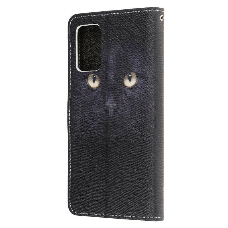 Flip Case voor Samsung Galaxy S20 FE Met Ketting Strappy Zwarte Kattenogen