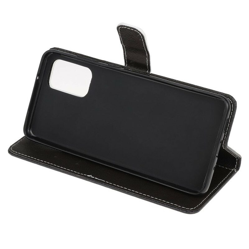 Flip Case voor Samsung Galaxy S20 FE Met Ketting Strappy Zwarte Kattenogen