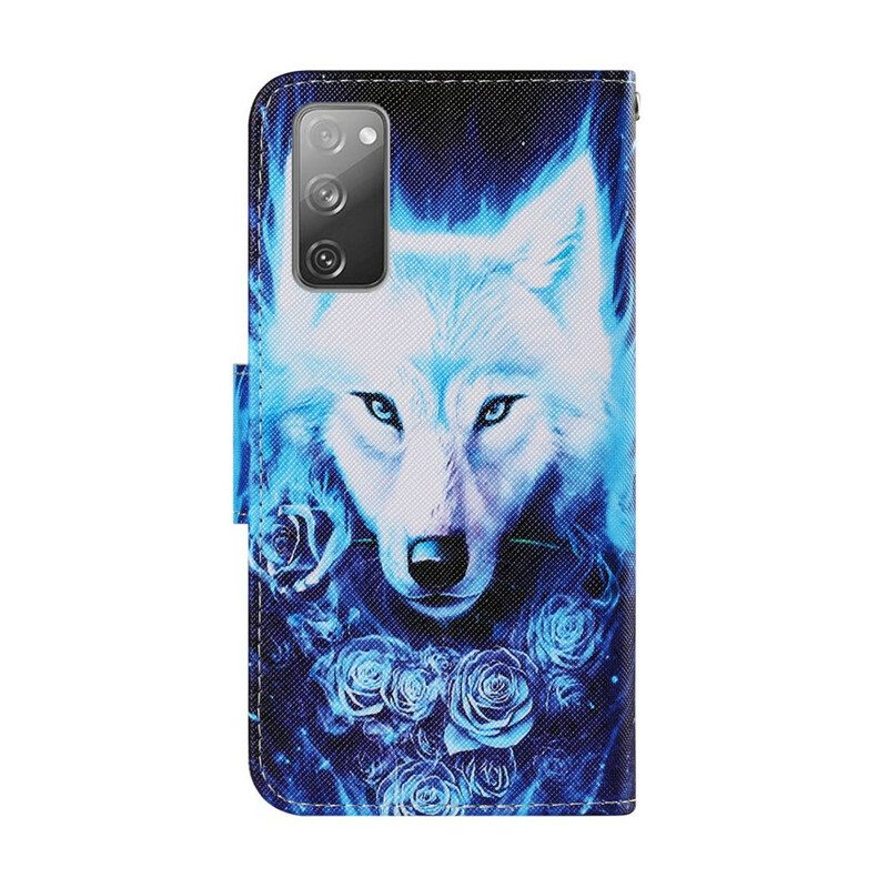 Flip Case voor Samsung Galaxy S20 FE Witte Wolf