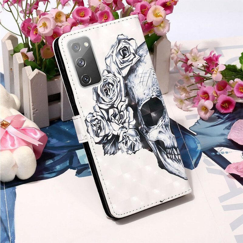 Folio-hoesje voor Samsung Galaxy S20 FE Bloemrijke Schedel