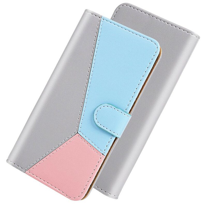 Folio-hoesje voor Samsung Galaxy S20 FE Driekleurige Lederen Stijl