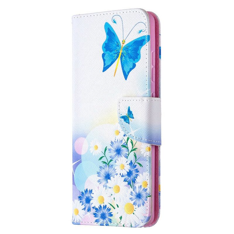 Folio-hoesje voor Samsung Galaxy S20 FE Geschilderde Vlinders En Bloemen