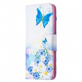 Folio-hoesje voor Samsung Galaxy S20 FE Geschilderde Vlinders En Bloemen