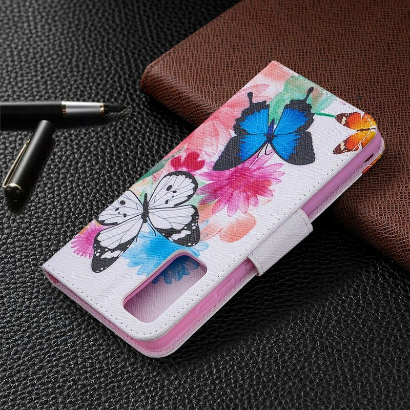 Folio-hoesje voor Samsung Galaxy S20 FE Geschilderde Vlinders En Bloemen