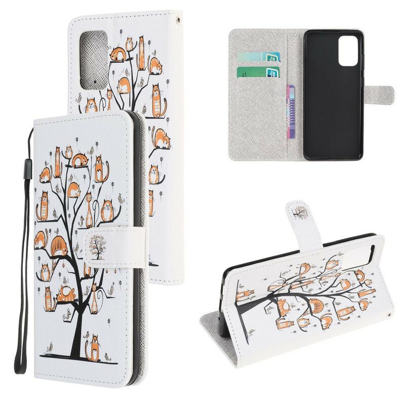 Folio-hoesje voor Samsung Galaxy S20 FE Met Ketting Funky Cats Met Riem