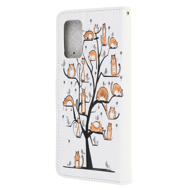 Folio-hoesje voor Samsung Galaxy S20 FE Met Ketting Funky Cats Met Riem