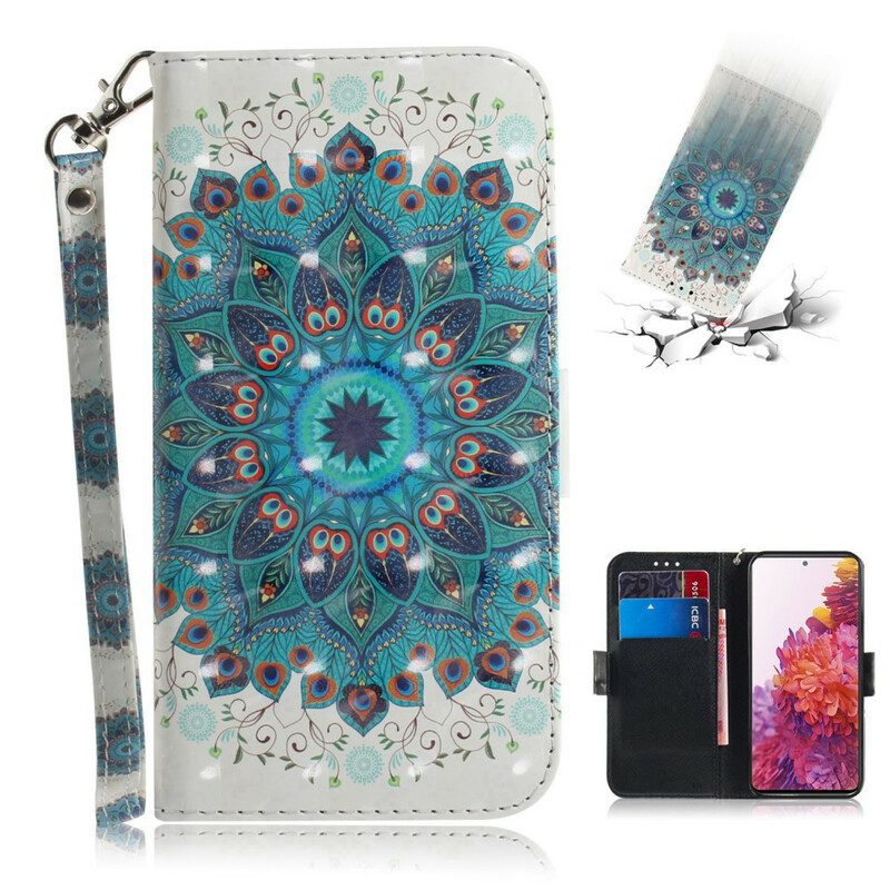 Folio-hoesje voor Samsung Galaxy S20 FE Met Ketting Meesterlijke Mandala Met Riem