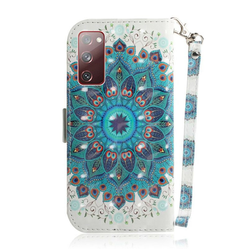 Folio-hoesje voor Samsung Galaxy S20 FE Met Ketting Meesterlijke Mandala Met Riem