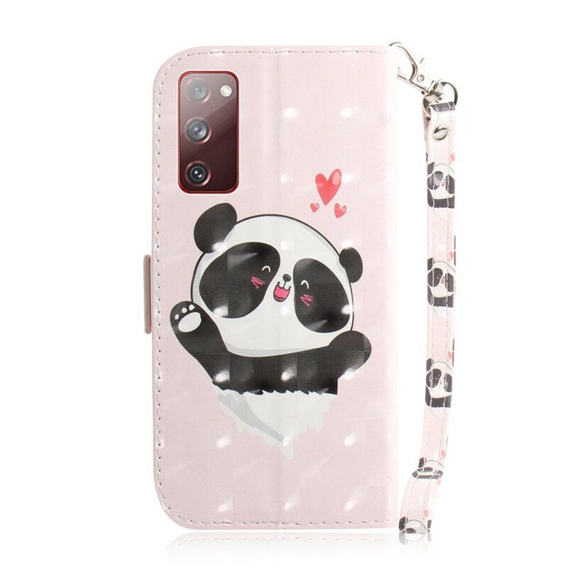 Folio-hoesje voor Samsung Galaxy S20 FE Met Ketting Panda Love Met Sleutelkoord