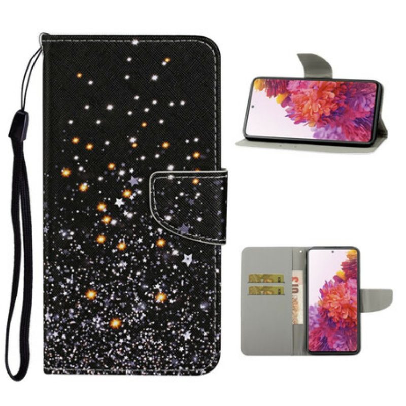 Folio-hoesje voor Samsung Galaxy S20 FE Sterren En Pailletten Met Lanyard