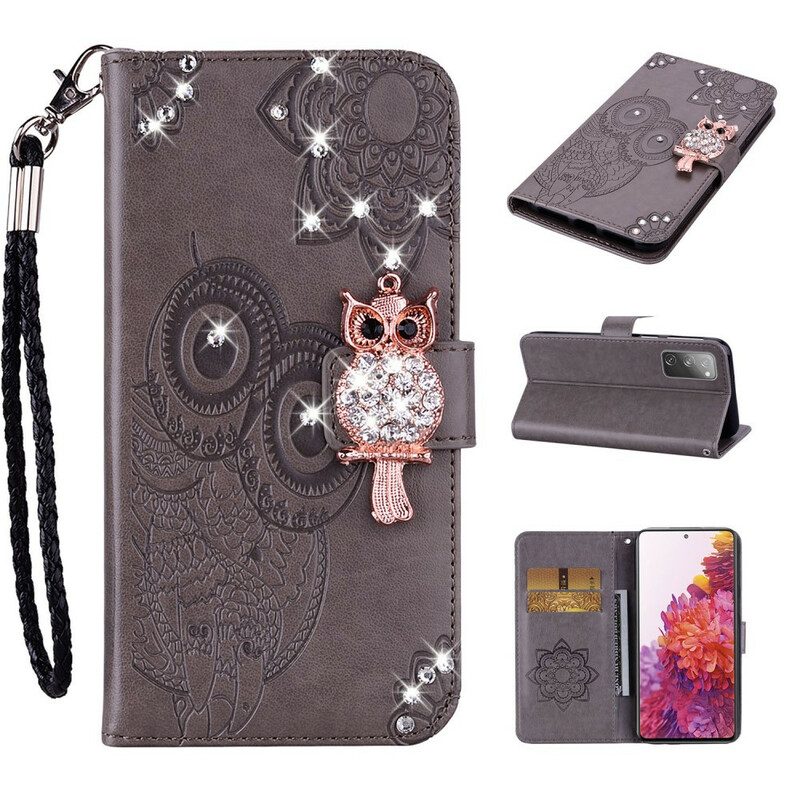 Folio-hoesje voor Samsung Galaxy S20 FE Uil Mandala En Charme