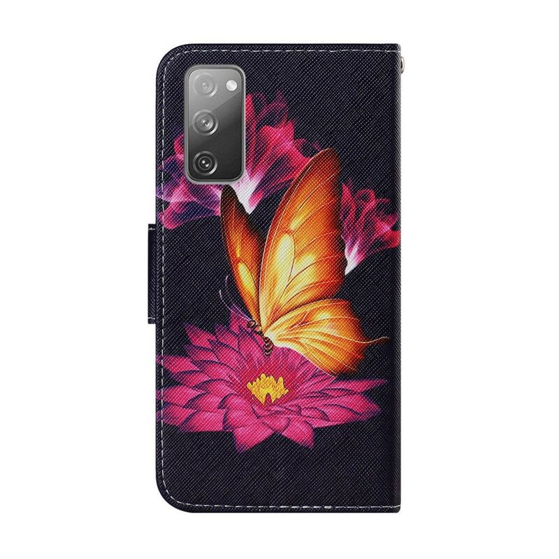 Folio-hoesje voor Samsung Galaxy S20 FE Vlinder En Lotus