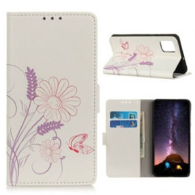 Folio-hoesje voor Samsung Galaxy S20 FE Vlinders En Bloemen Tekenen