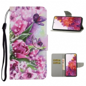 Folio-hoesje voor Samsung Galaxy S20 FE Vlinders En Tulpen