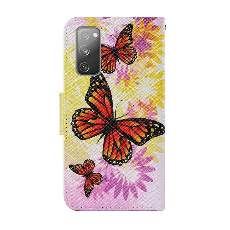 Folio-hoesje voor Samsung Galaxy S20 FE Vlinders En Zomerbloemen