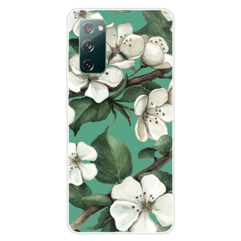 Hoesje voor Samsung Galaxy S20 FE Geschilderde Witte Bloemen