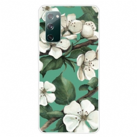 Hoesje voor Samsung Galaxy S20 FE Geschilderde Witte Bloemen