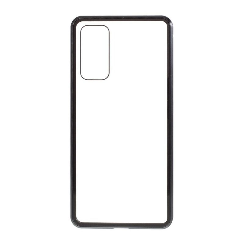 Hoesje voor Samsung Galaxy S20 FE Metalen Randen En Achterkant Van Gehard Glas