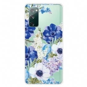 Hoesje voor Samsung Galaxy S20 FE Naadloze Aquarel Blauwe Bloemen