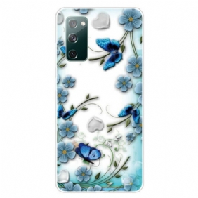 Hoesje voor Samsung Galaxy S20 FE Naadloze Retro Vlinders En Bloemen