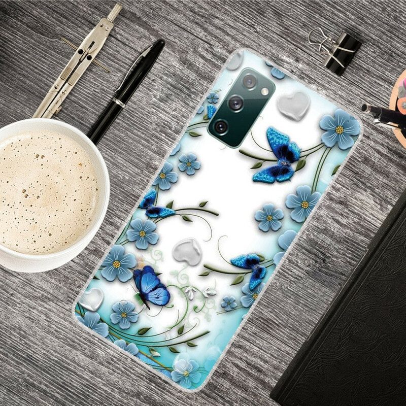 Hoesje voor Samsung Galaxy S20 FE Naadloze Retro Vlinders En Bloemen