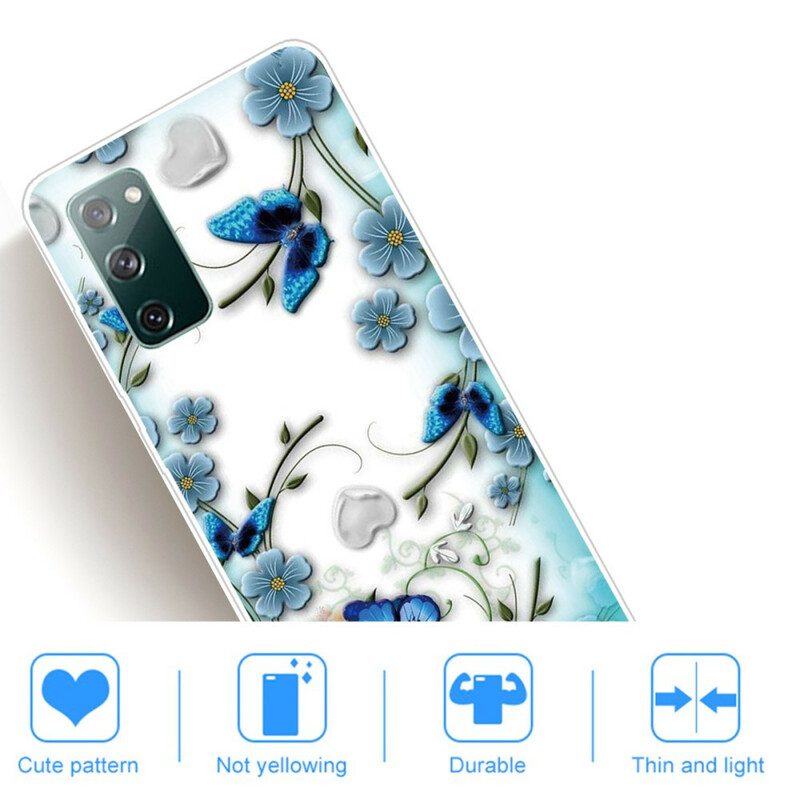 Hoesje voor Samsung Galaxy S20 FE Naadloze Retro Vlinders En Bloemen