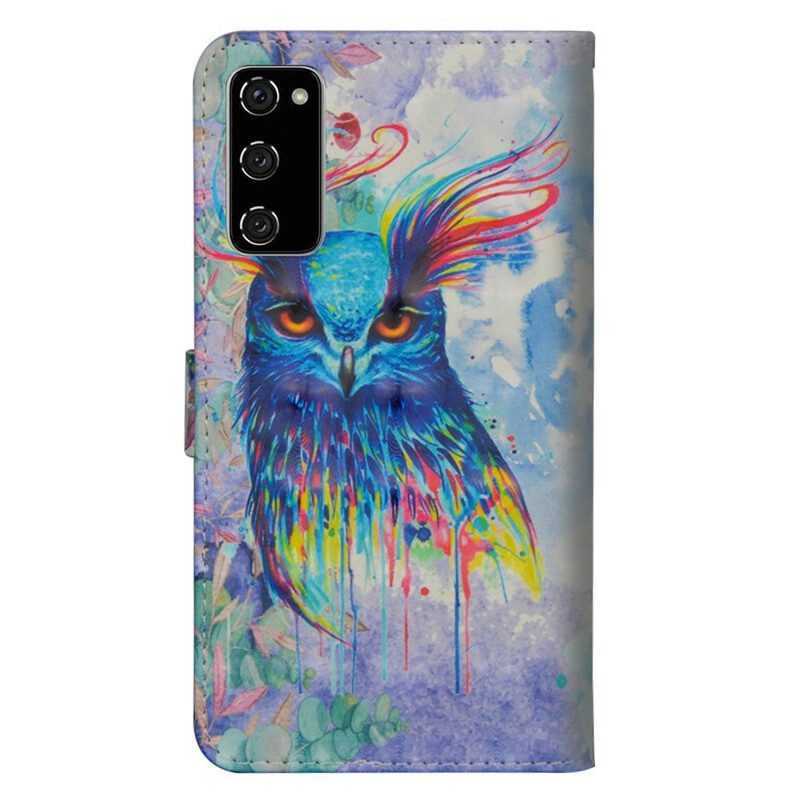 Leren Hoesje voor Samsung Galaxy S20 FE Aquarel Vogel