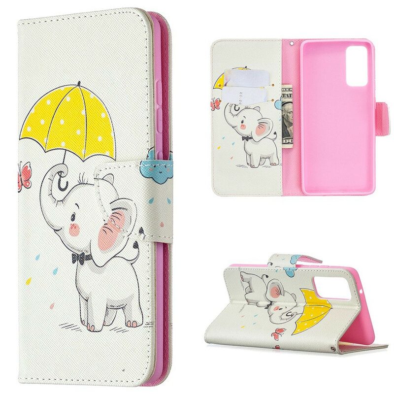 Leren Hoesje voor Samsung Galaxy S20 FE Baby Olifant