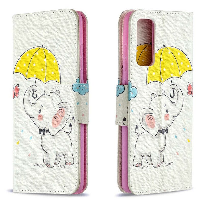 Leren Hoesje voor Samsung Galaxy S20 FE Baby Olifant