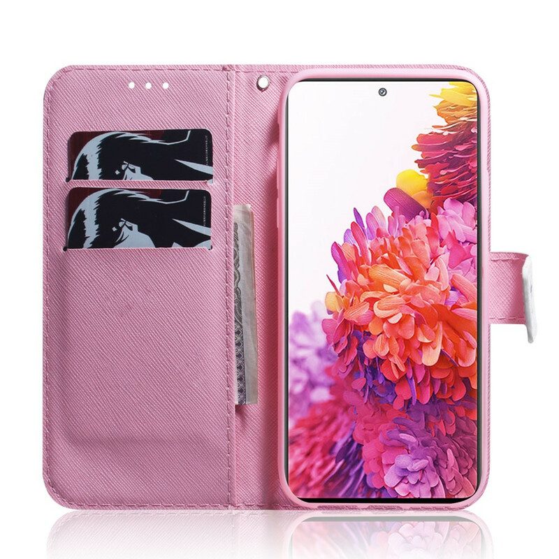 Leren Hoesje voor Samsung Galaxy S20 FE Bloem Stoffig Roze