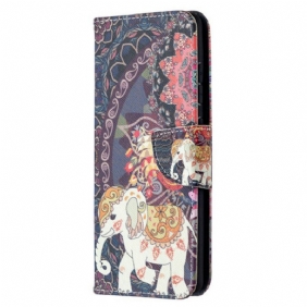 Leren Hoesje voor Samsung Galaxy S20 FE Etnische Olifanten Mandala