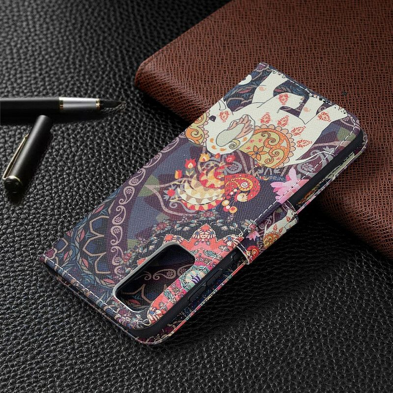 Leren Hoesje voor Samsung Galaxy S20 FE Etnische Olifanten Mandala