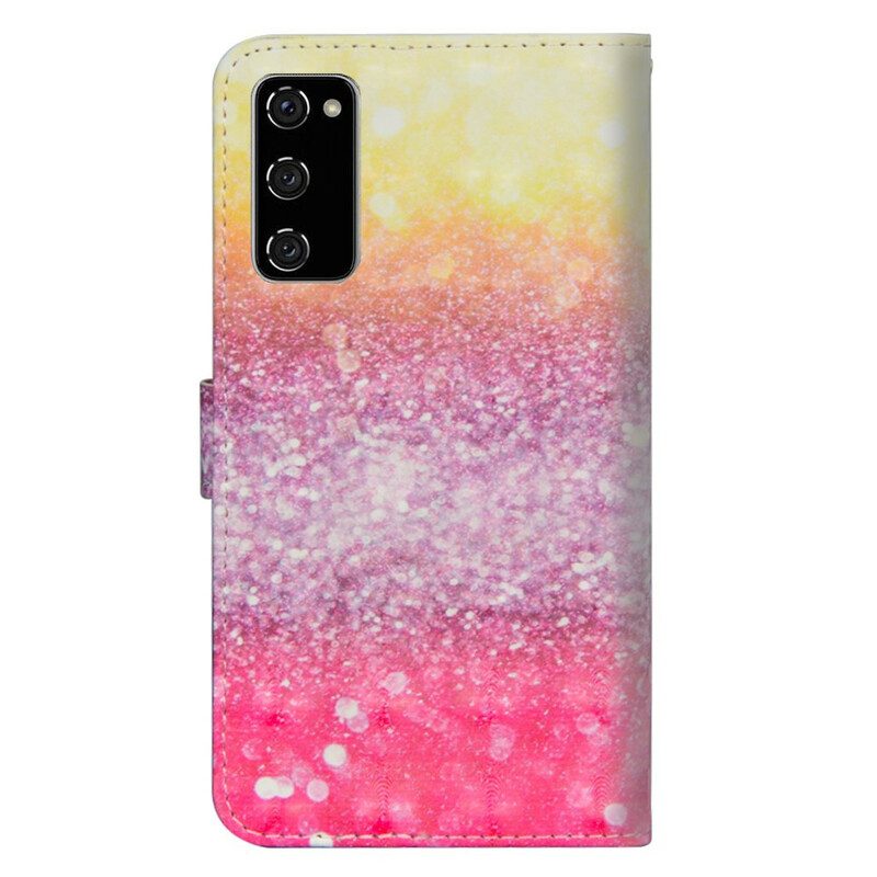 Leren Hoesje voor Samsung Galaxy S20 FE Magenta Glitterverloop