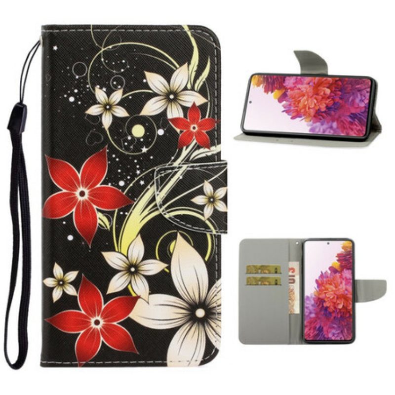 Leren Hoesje voor Samsung Galaxy S20 FE Met Ketting Kleurrijke Strappy Bloemen