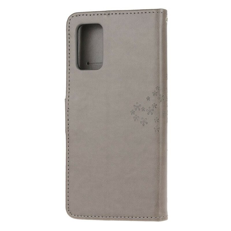 Leren Hoesje voor Samsung Galaxy S20 FE Met Ketting String Boom En Uilen