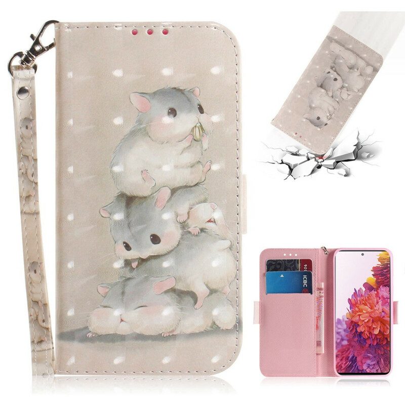 Leren Hoesje voor Samsung Galaxy S20 FE Met Ketting String Hamsters