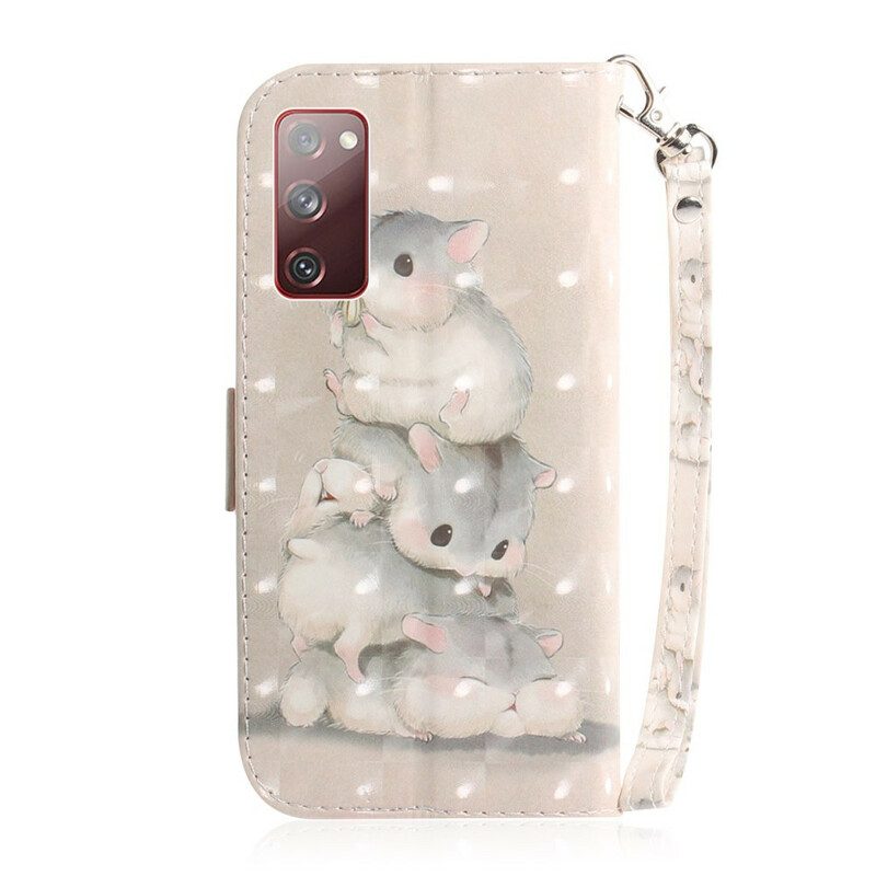 Leren Hoesje voor Samsung Galaxy S20 FE Met Ketting String Hamsters