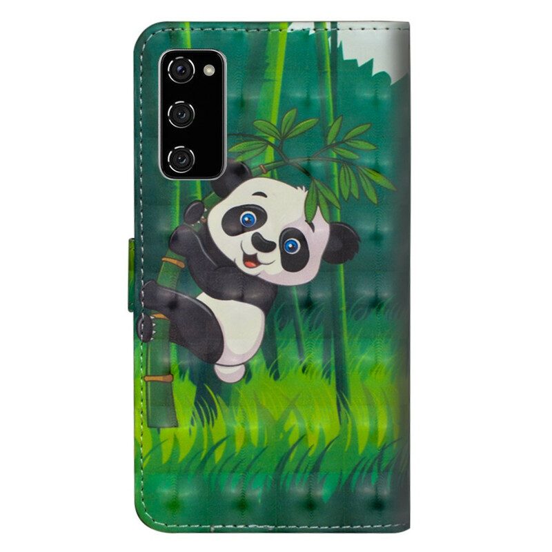 Leren Hoesje voor Samsung Galaxy S20 FE Panda En Bamboe