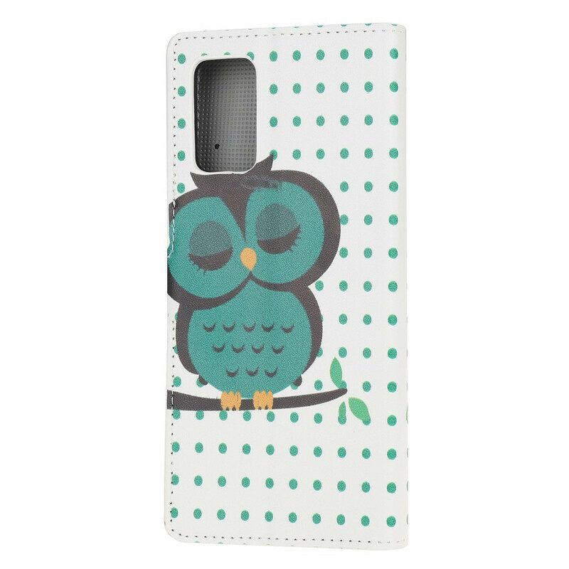 Leren Hoesje voor Samsung Galaxy S20 FE Slapende Uil