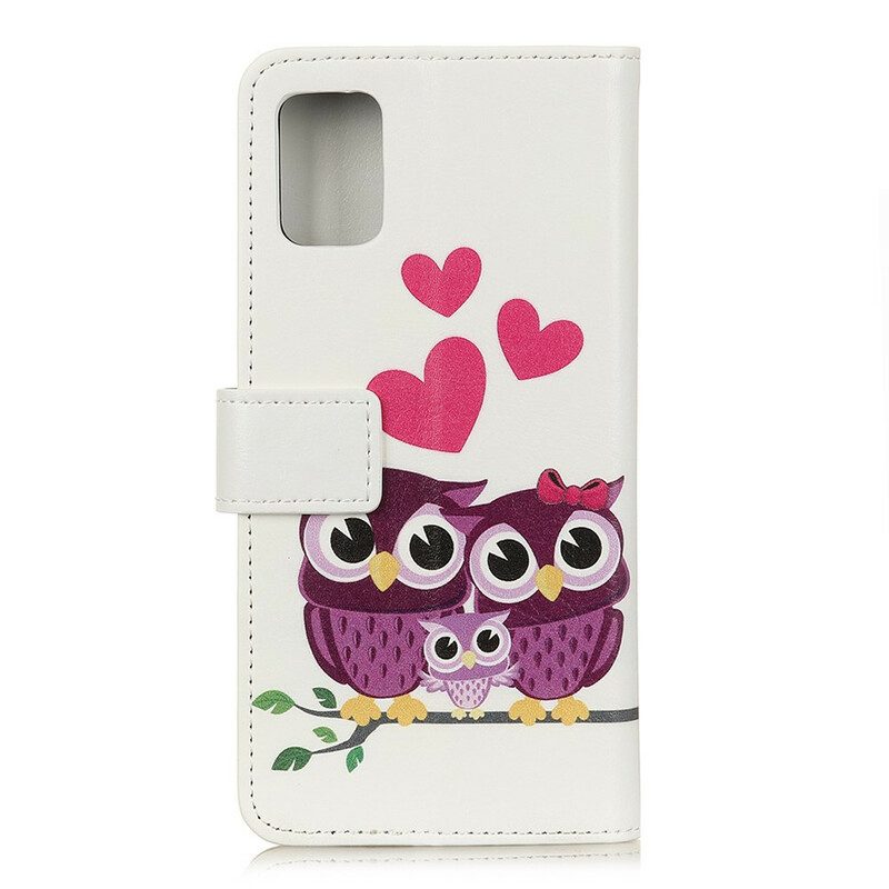 Leren Hoesje voor Samsung Galaxy S20 FE Uil Familie